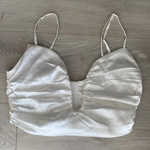 White Satin Cropped Top